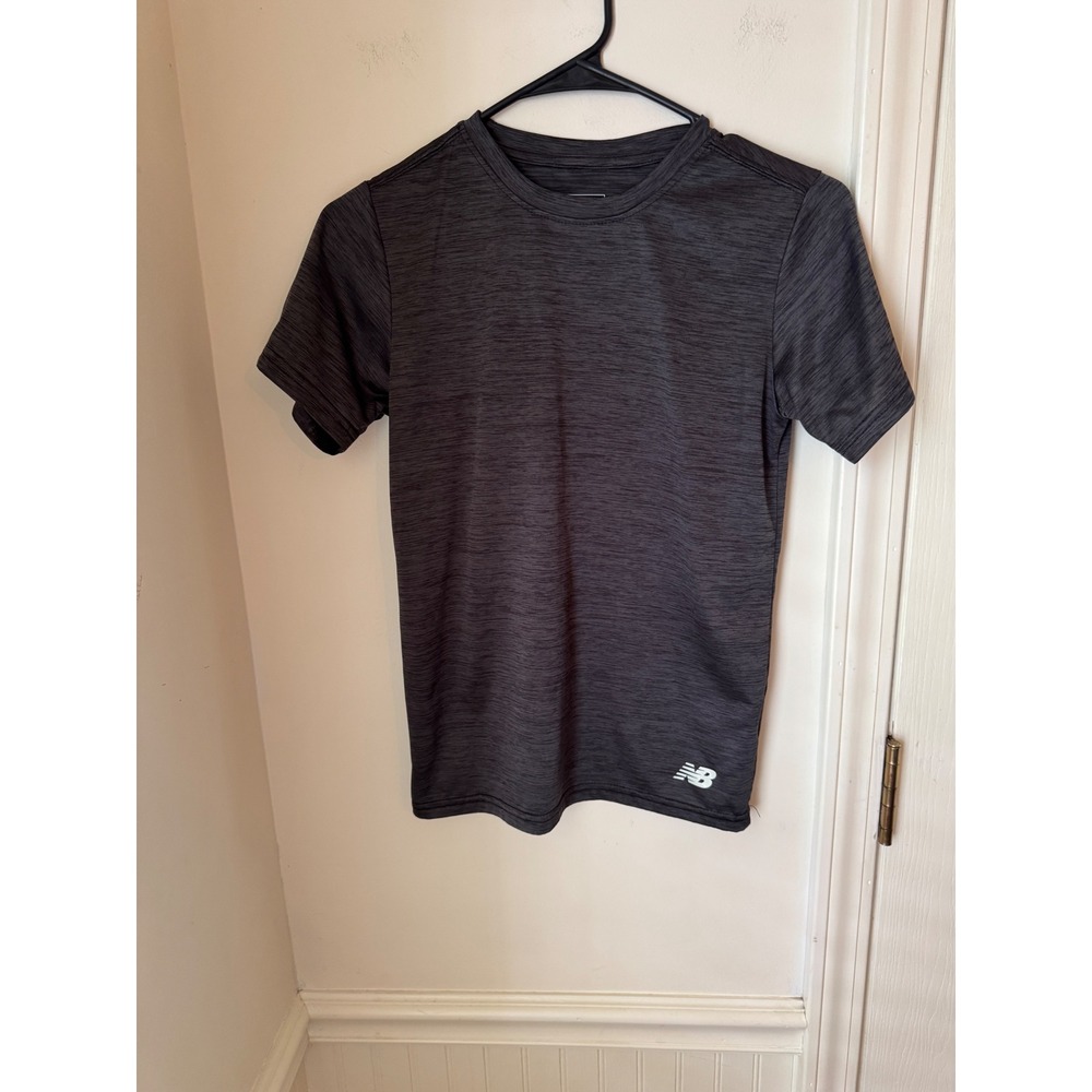 New Balance Kids Space Dye Performance Shirt Charcoal Grey Size M 10/12 RN63619